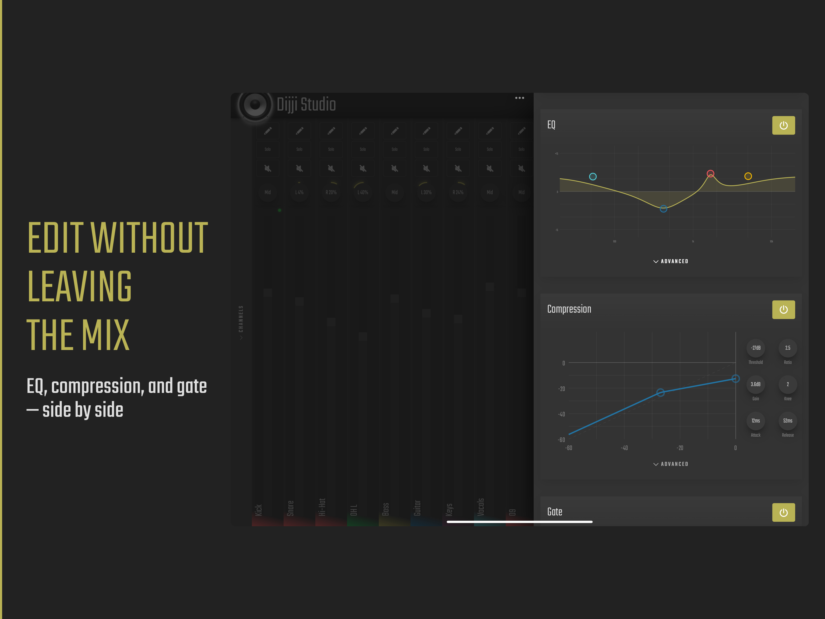 EQ and compression editor on iPad