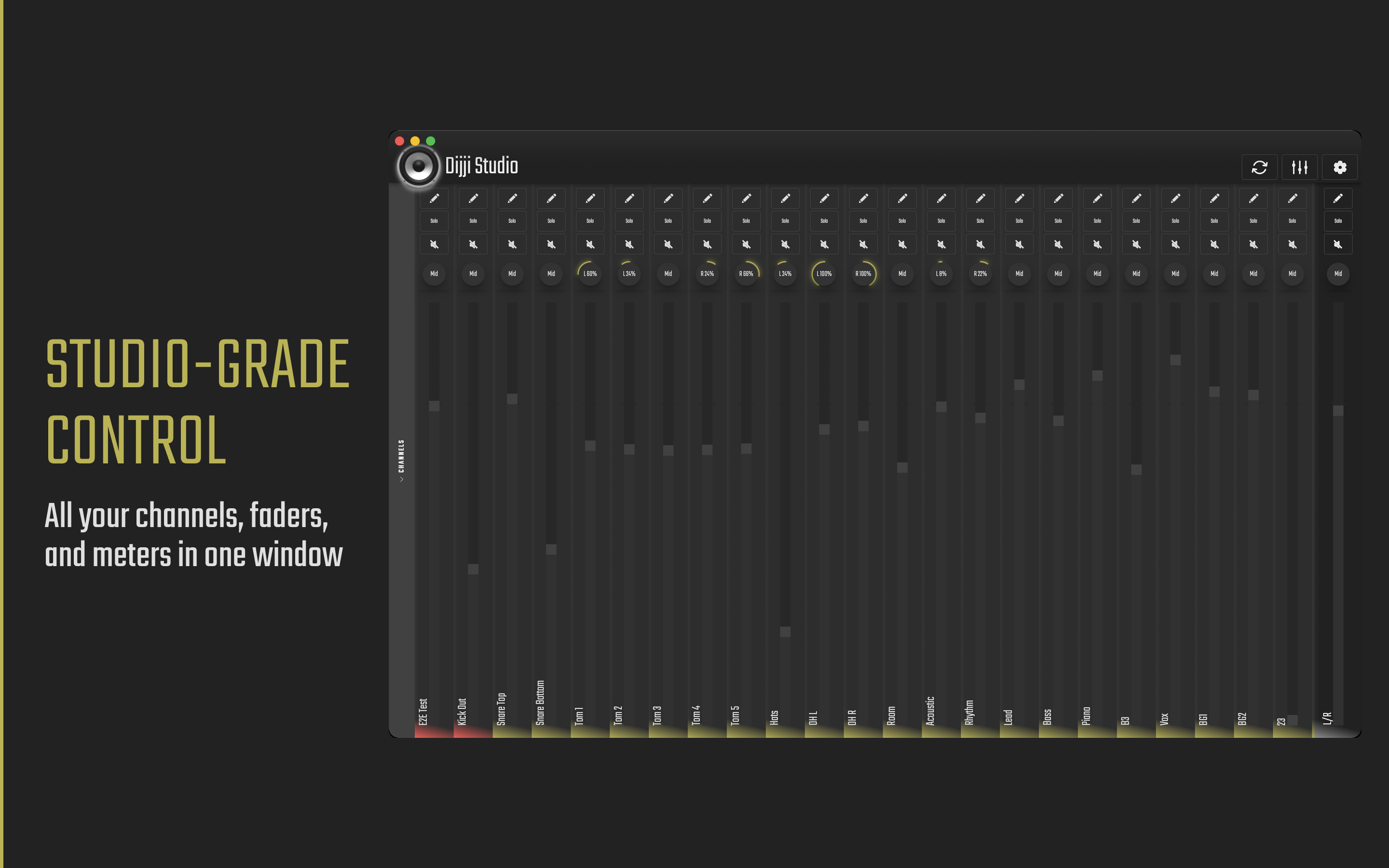 Mixer view on desktop